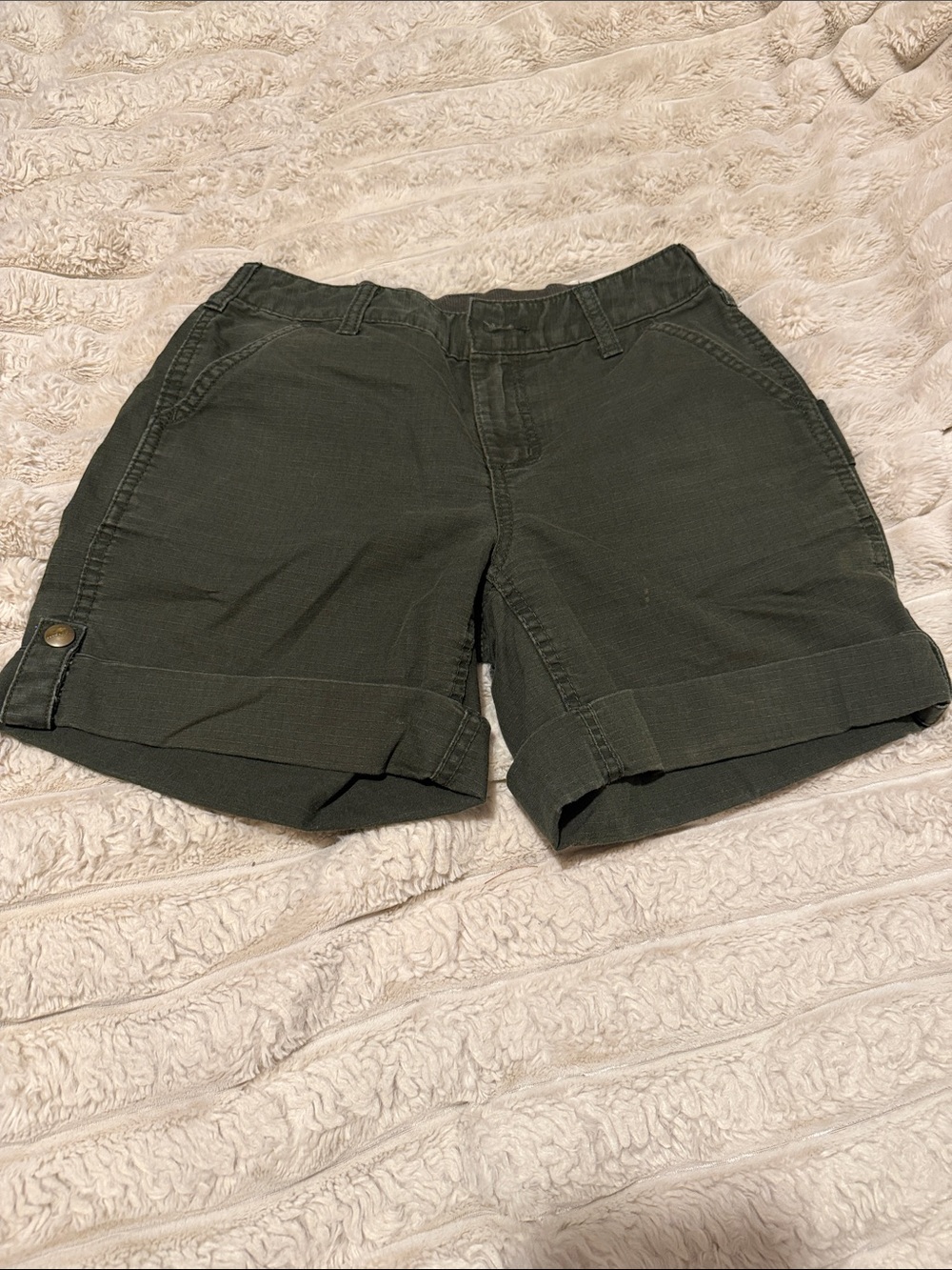 Carhartt Dark Olive Rolled-Hem Bermuda Shorts